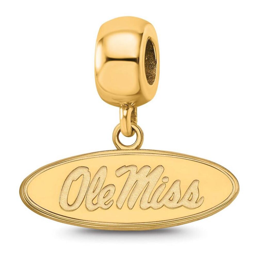 14k Gold Plated Silver U. of Mississippi 'Ole Miss' Dangle Bead Charm